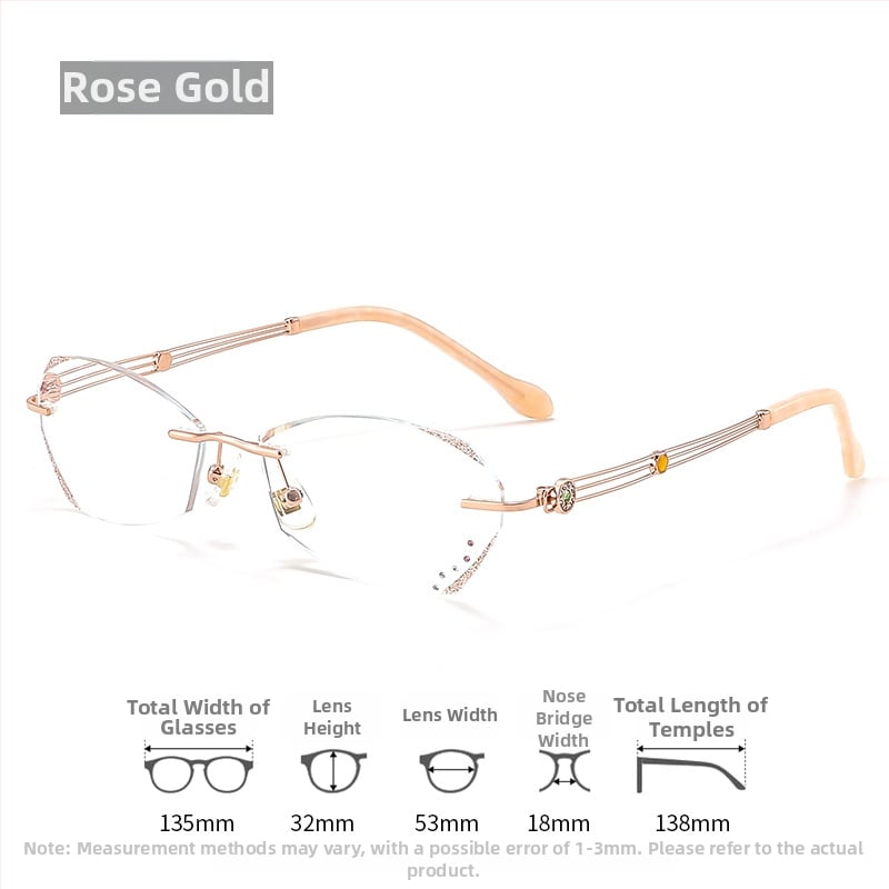 Sieviešu lasīšanas brilles bez rāmjiem, PC lēcas, pret zilās gaismas filtrs, poligona dizains, modelis 7212