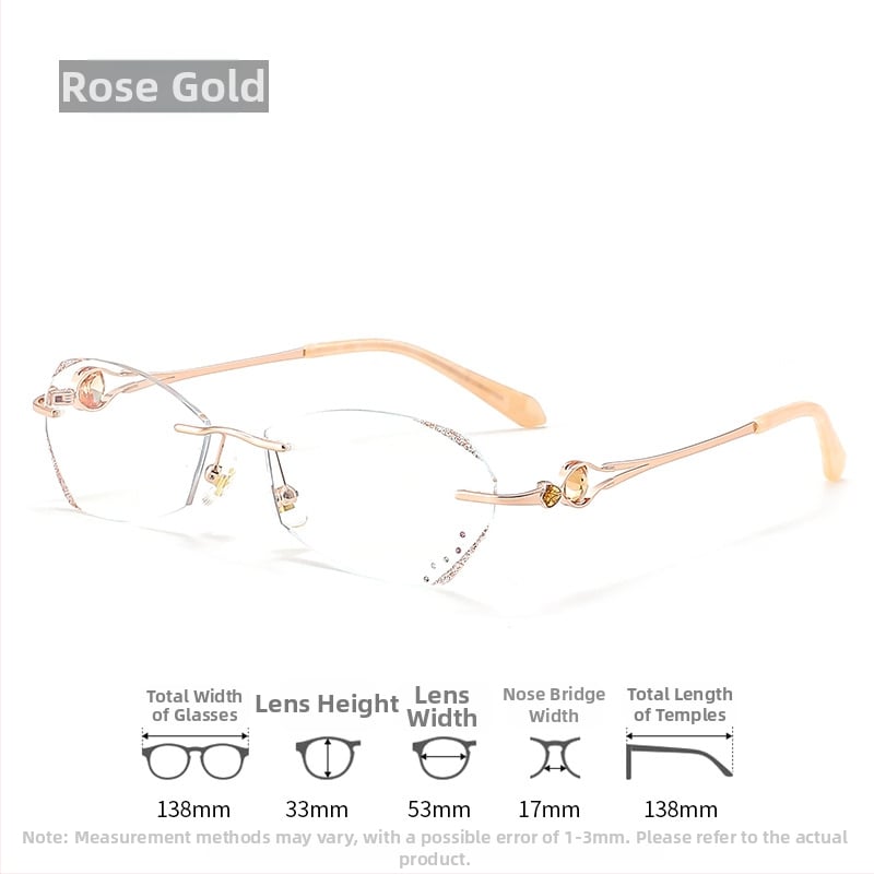 Sieviešu lasīšanas brilles bez rāmjiem, PC lēcas, pret zilās gaismas filtrs, poligona dizains, modelis 7212