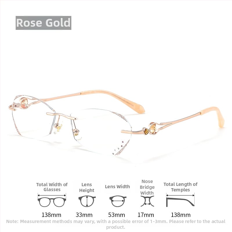 Sieviešu lasīšanas brilles bez rāmjiem, PC lēcas, pret zilās gaismas filtrs, poligona dizains, modelis 7212