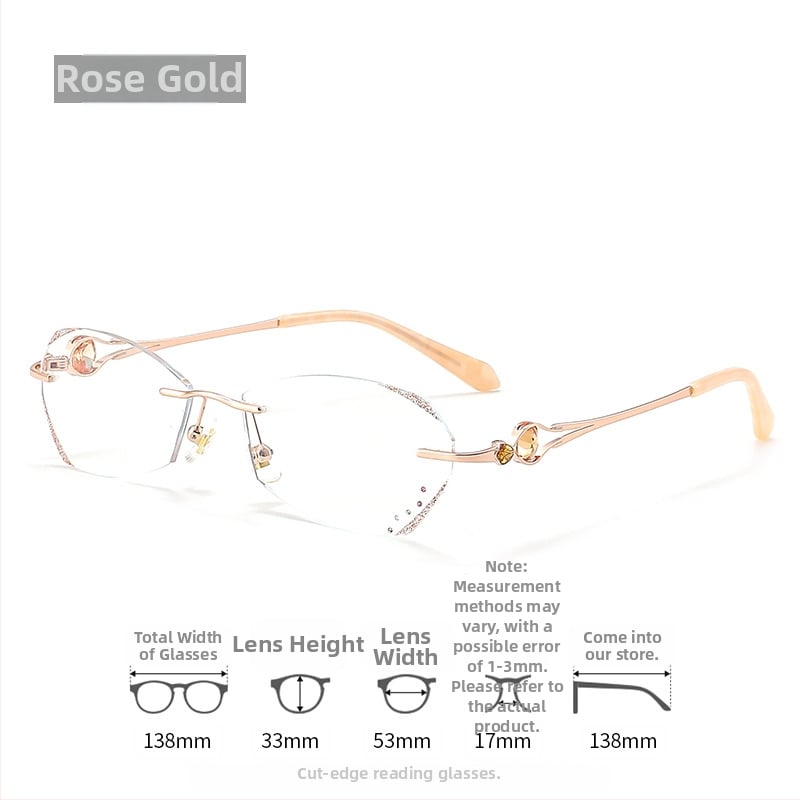 Sieviešu lasīšanas brilles bez rāmjiem, PC lēcas, pret zilās gaismas filtrs, poligona dizains, modelis 7212