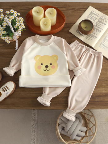 Vaikų termo komplektas su fleece viduje, storintas, unisex, 1–3 metų amžiaus, Poliesterio 91%, dinozaurų piešinys žiemai