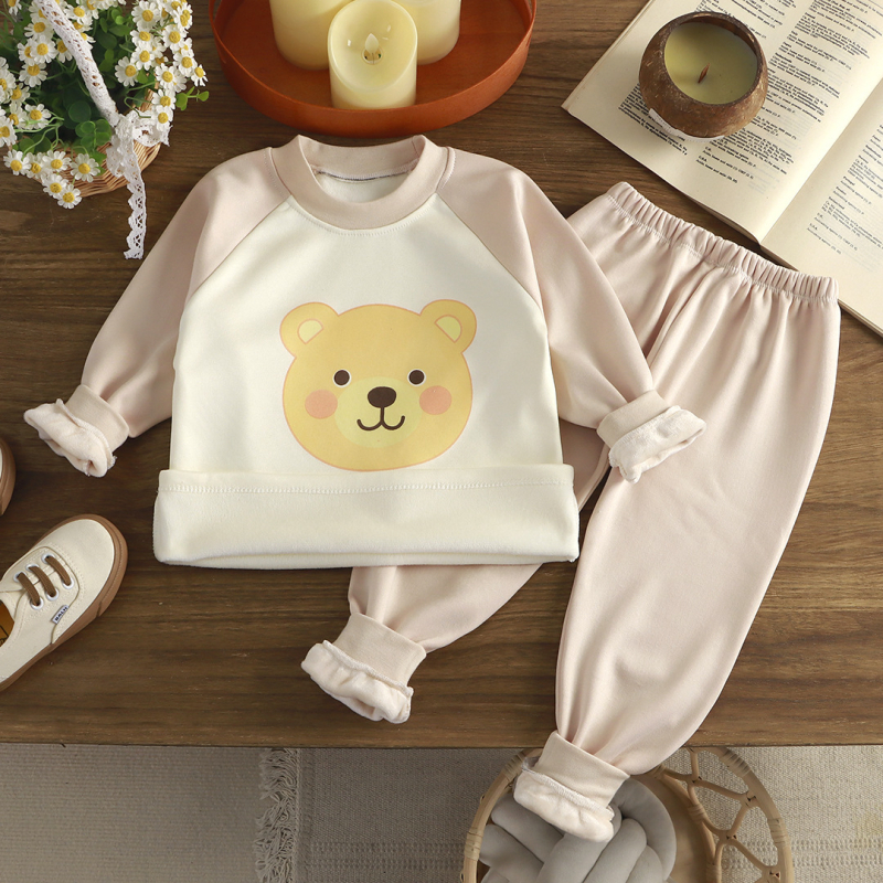 Vaikų termo komplektas su fleece viduje, storintas, unisex, 1–3 metų amžiaus, Poliesterio 91%, dinozaurų piešinys žiemai