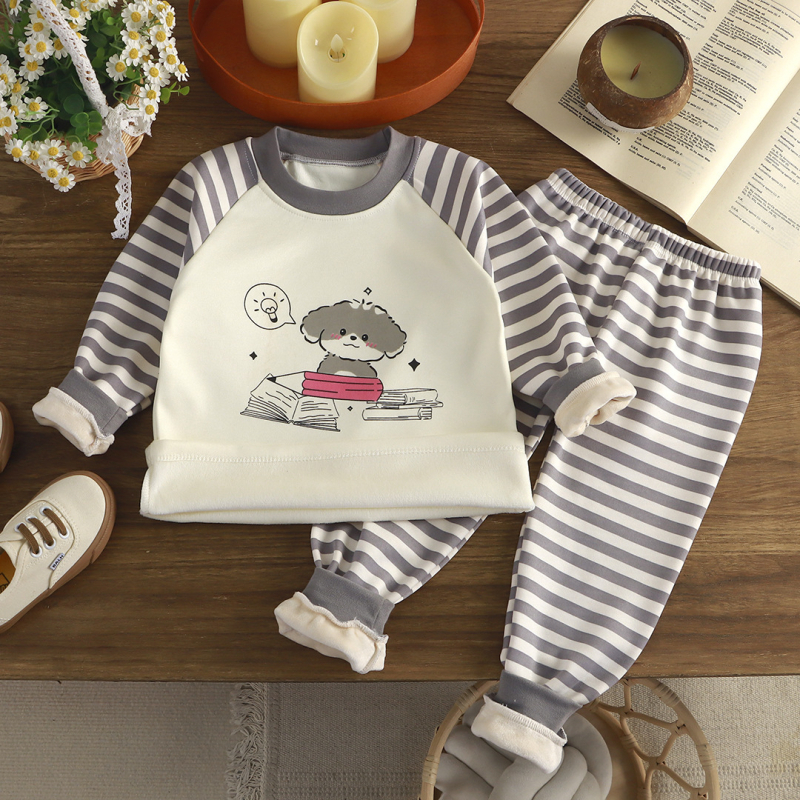 Vaikų termo komplektas su fleece viduje, storintas, unisex, 1–3 metų amžiaus, Poliesterio 91%, dinozaurų piešinys žiemai