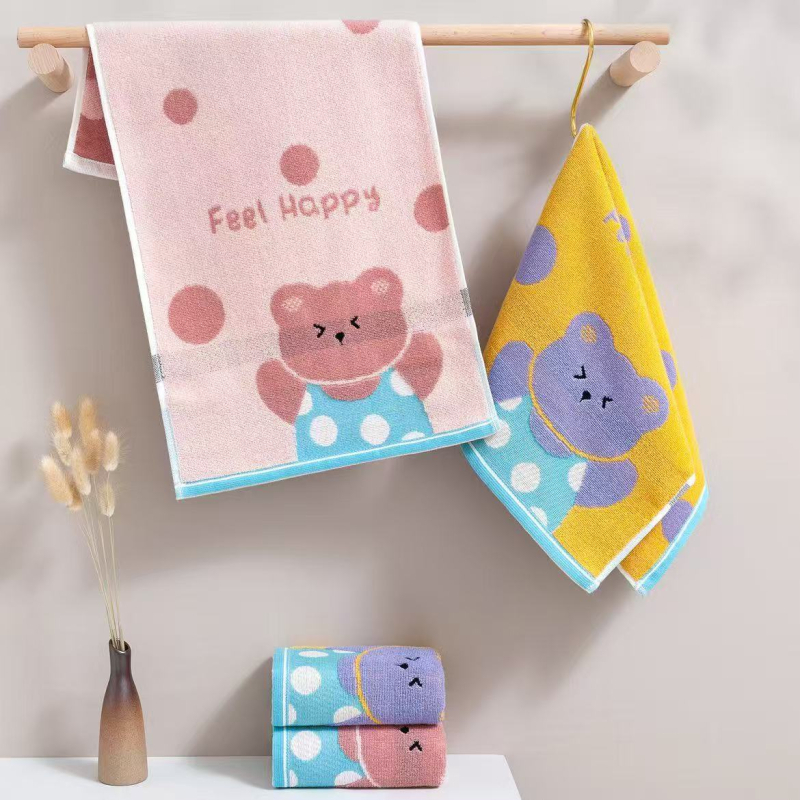 Prosop de față pentru bebeluți, cu model desen animat, din bumbac, absorbant, cusut (Bumbac; 50–80 g; 32s+14s fir)