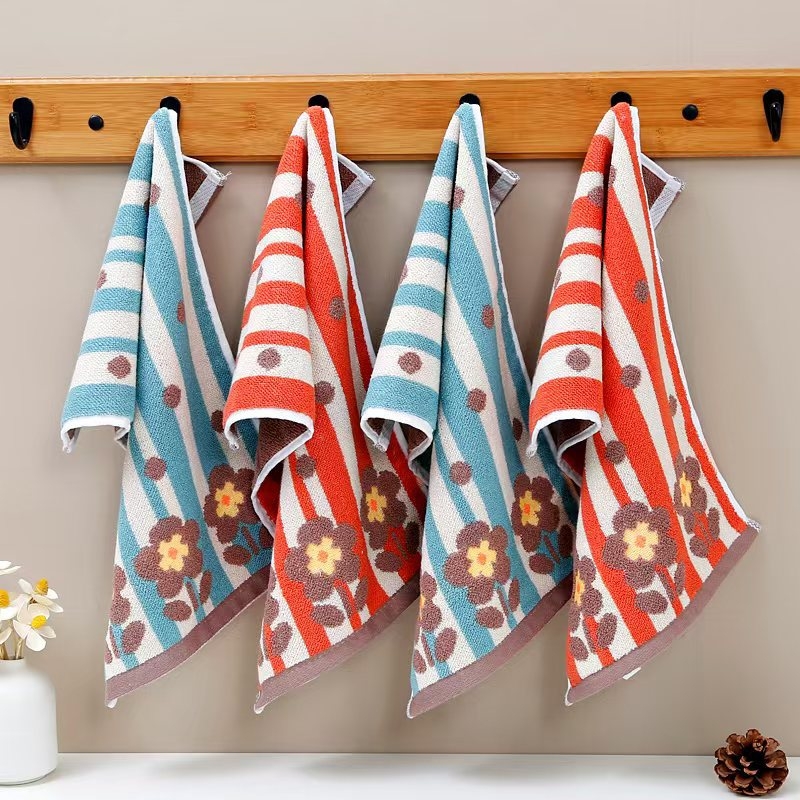 Prosop de față pentru bebeluți, cu model desen animat, din bumbac, absorbant, cusut (Bumbac; 50–80 g; 32s+14s fir)