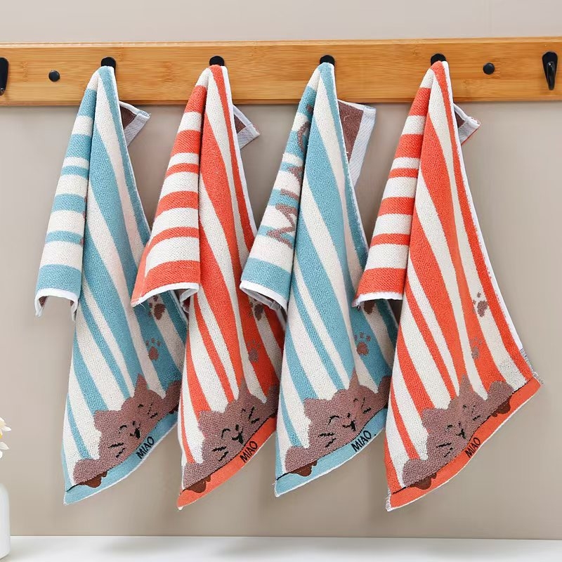 Prosop de față pentru bebeluți, cu model desen animat, din bumbac, absorbant, cusut (Bumbac; 50–80 g; 32s+14s fir)