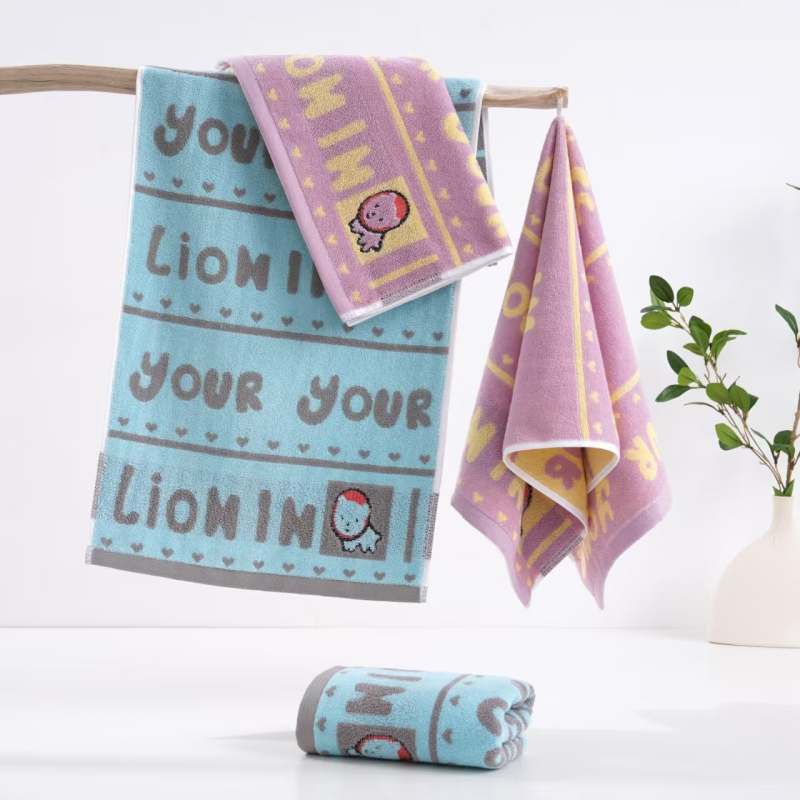 Prosop de față pentru bebeluți, cu model desen animat, din bumbac, absorbant, cusut (Bumbac; 50–80 g; 32s+14s fir)