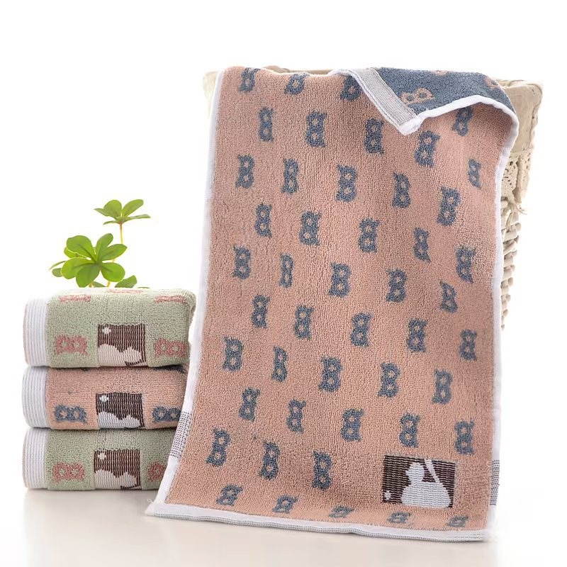 Prosop de față pentru bebeluți, cu model desen animat, din bumbac, absorbant, cusut (Bumbac; 50–80 g; 32s+14s fir)