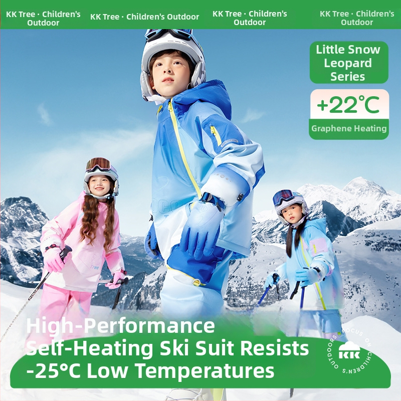 KK Tree детски ски костюм, унисекс двукомпонентен комплект (горнище и панталони), водоустойчив и топъл, полиестерна материя, стил Kq25130+Kq25131