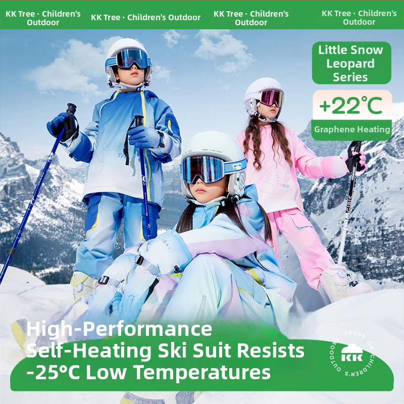 KK Tree детски ски костюм, унисекс двукомпонентен комплект (горнище и панталони), водоустойчив и топъл, полиестерна материя, стил Kq25130+Kq25131