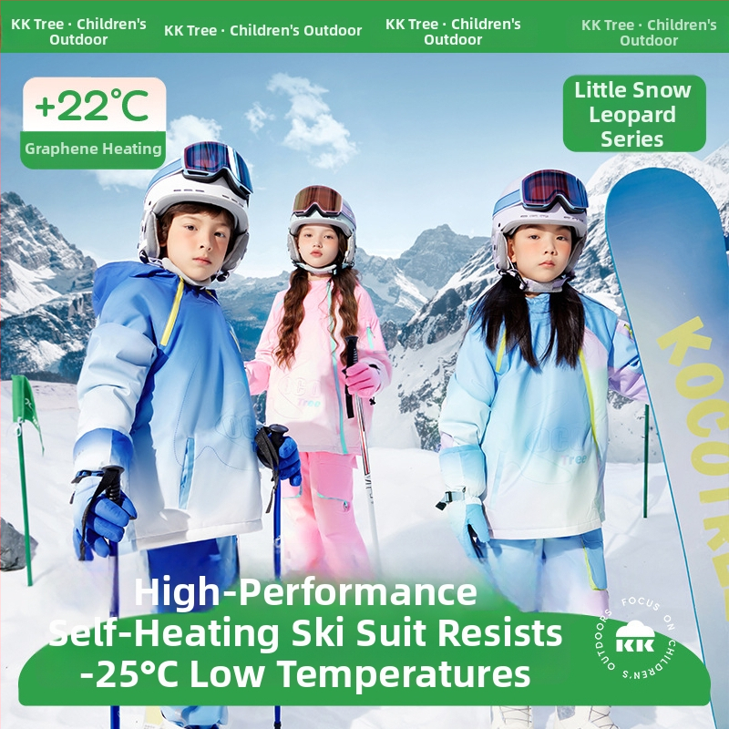 KK Tree детски ски костюм, унисекс двукомпонентен комплект (горнище и панталони), водоустойчив и топъл, полиестерна материя, стил Kq25130+Kq25131