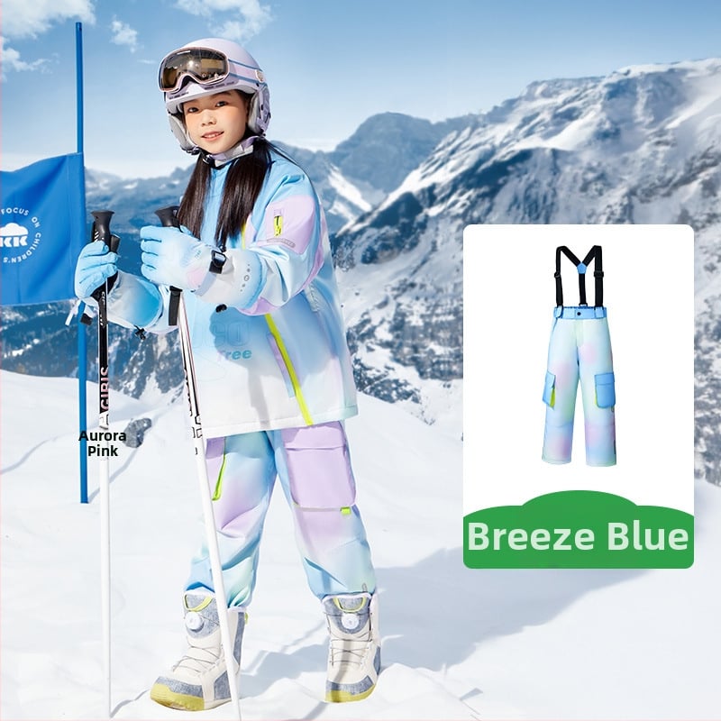 KK Tree vaikų slidinėjimo komplektas, unisex dviejų dalių (viršus + kelnes), atsparus vandeniui ir šiltas, poliesterio audinys, modelis Kq25130+Kq25131