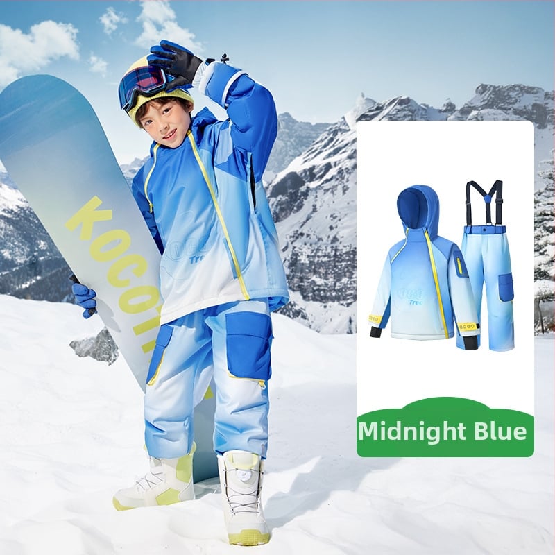 KK Tree vaikų slidinėjimo komplektas, unisex dviejų dalių (viršus + kelnes), atsparus vandeniui ir šiltas, poliesterio audinys, modelis Kq25130+Kq25131