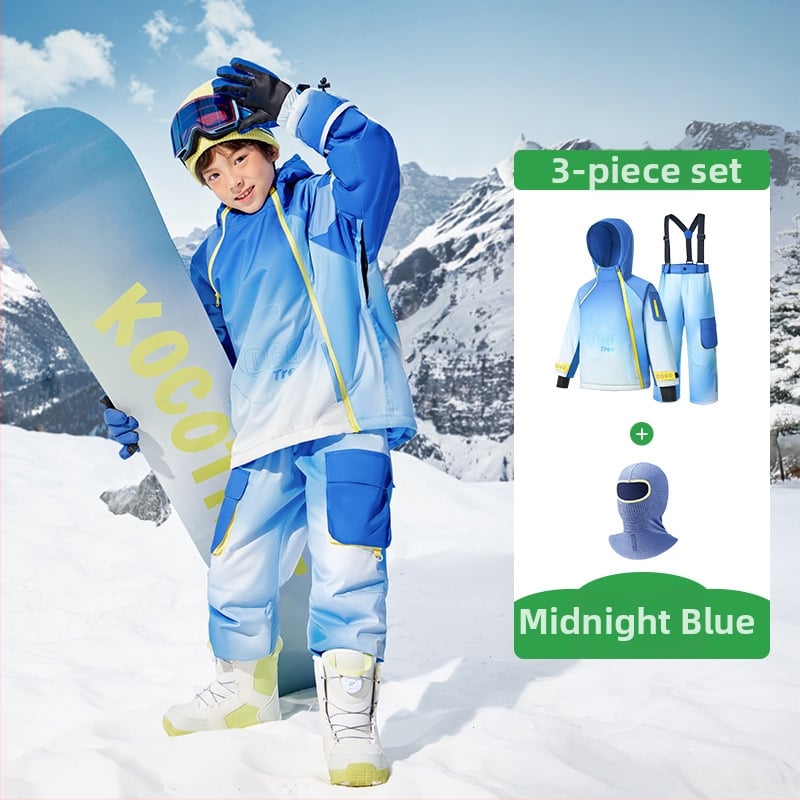 KK Tree vaikų slidinėjimo komplektas, unisex dviejų dalių (viršus + kelnes), atsparus vandeniui ir šiltas, poliesterio audinys, modelis Kq25130+Kq25131