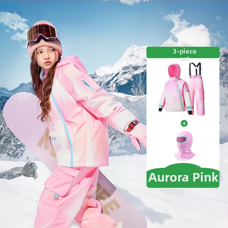 KK Tree vaikų slidinėjimo komplektas, unisex dviejų dalių (viršus + kelnes), atsparus vandeniui ir šiltas, poliesterio audinys, modelis Kq25130+Kq25131