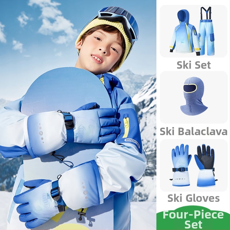 KK Tree vaikų slidinėjimo komplektas, unisex dviejų dalių (viršus + kelnes), atsparus vandeniui ir šiltas, poliesterio audinys, modelis Kq25130+Kq25131