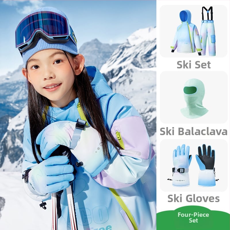 KK Tree vaikų slidinėjimo komplektas, unisex dviejų dalių (viršus + kelnes), atsparus vandeniui ir šiltas, poliesterio audinys, modelis Kq25130+Kq25131