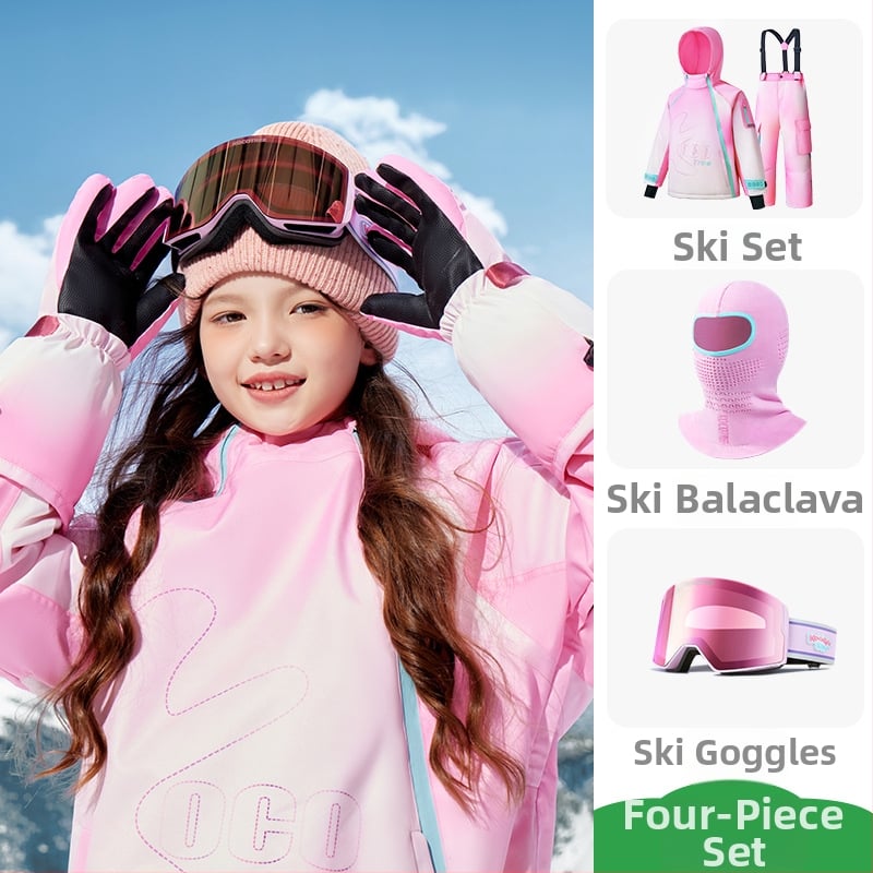 KK Tree vaikų slidinėjimo komplektas, unisex dviejų dalių (viršus + kelnes), atsparus vandeniui ir šiltas, poliesterio audinys, modelis Kq25130+Kq25131