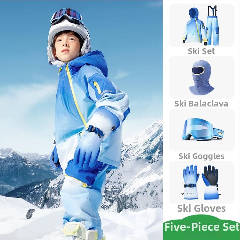 KK Tree vaikų slidinėjimo komplektas, unisex dviejų dalių (viršus + kelnes), atsparus vandeniui ir šiltas, poliesterio audinys, modelis Kq25130+Kq25131