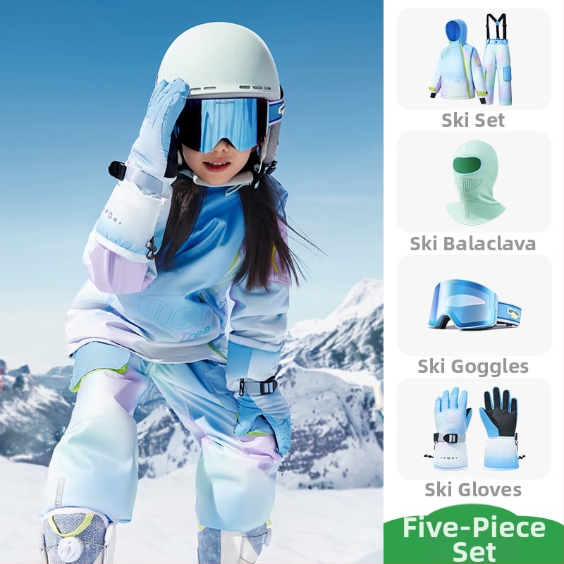 KK Tree vaikų slidinėjimo komplektas, unisex dviejų dalių (viršus + kelnes), atsparus vandeniui ir šiltas, poliesterio audinys, modelis Kq25130+Kq25131