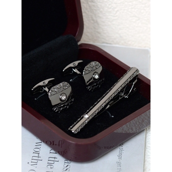 Комплект клип за вратовръзка и маншетни копчета за мъже — сплав, индивидуално опаковано, подарък за сватба или бизнес