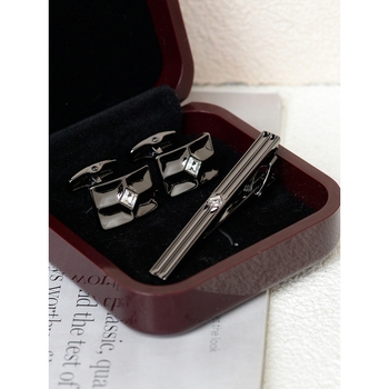 Комплект клип за вратовръзка и маншетни копчета за мъже — сплав, индивидуално опаковано, подарък за сватба или бизнес
