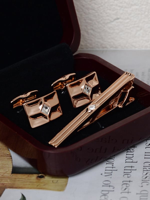 Комплект клип за вратовръзка и маншетни копчета за мъже — сплав, индивидуално опаковано, подарък за сватба или бизнес