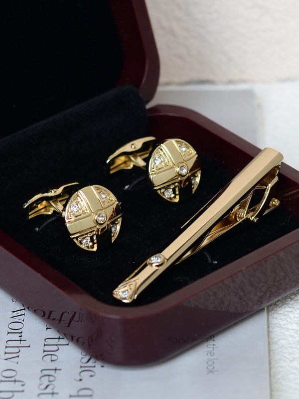 Комплект клип за вратовръзка и маншетни копчета за мъже — сплав, индивидуално опаковано, подарък за сватба или бизнес