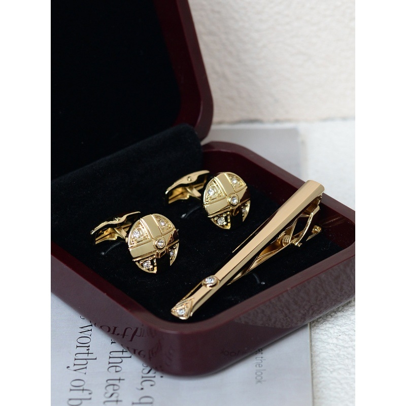 Комплект клип за вратовръзка и маншетни копчета за мъже — сплав, индивидуално опаковано, подарък за сватба или бизнес