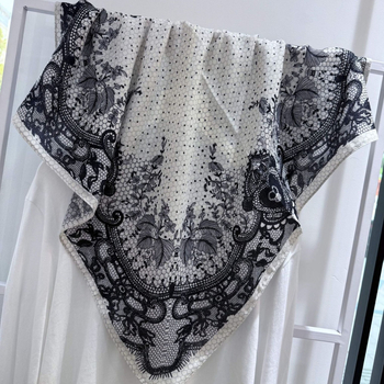Ženski dvostrani kvadratni šal od svile i vuna, warp-knit, lagani luksuzni stil, otisak