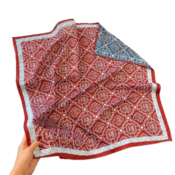 Ženski dvostrani kvadratni šal od svile i vuna, warp-knit, lagani luksuzni stil, otisak