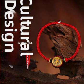 Гривна с Тханга и цинамар, мантра Зелената Тара; ръчно плетена, унисекс, ретро стил литература и изкуство