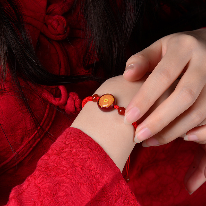 Гривна с Тханга и цинамар, мантра Зелената Тара; ръчно плетена, унисекс, ретро стил литература и изкуство