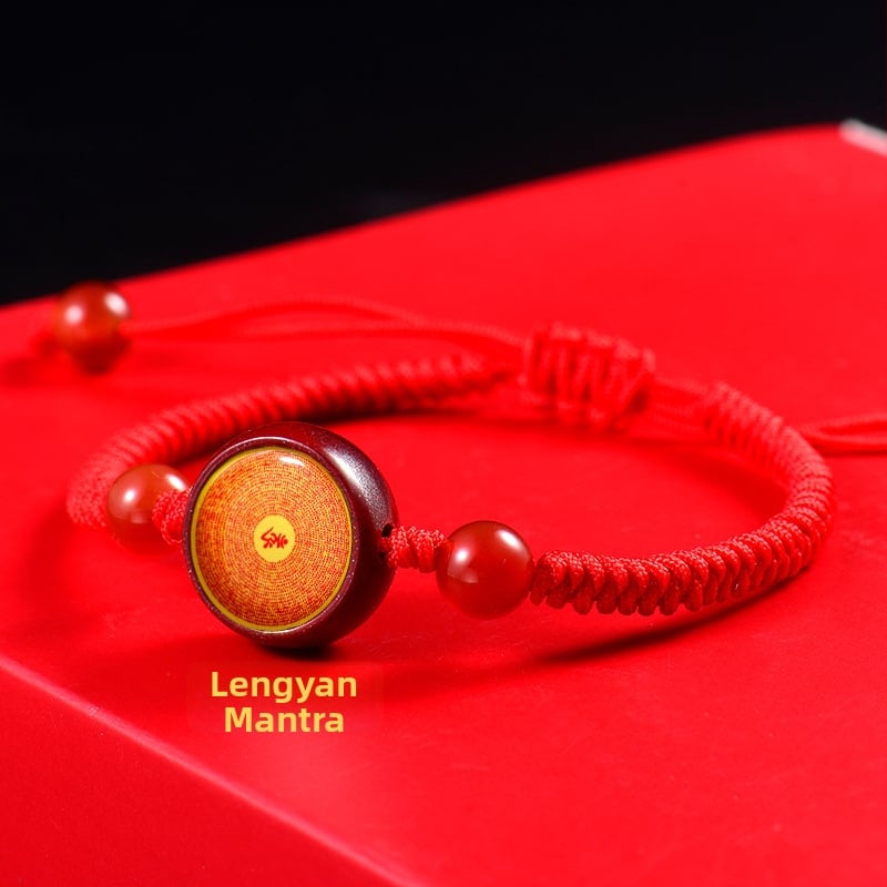 Гривна с Тханга и цинамар, мантра Зелената Тара; ръчно плетена, унисекс, ретро стил литература и изкуство