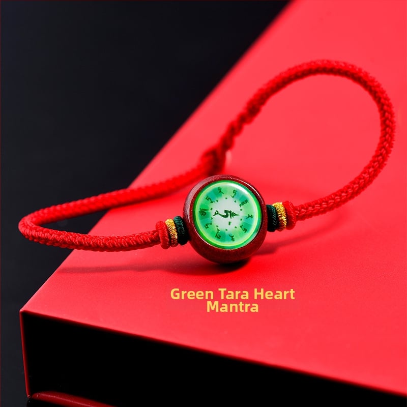 Гривна с Тханга и цинамар, мантра Зелената Тара; ръчно плетена, унисекс, ретро стил литература и изкуство