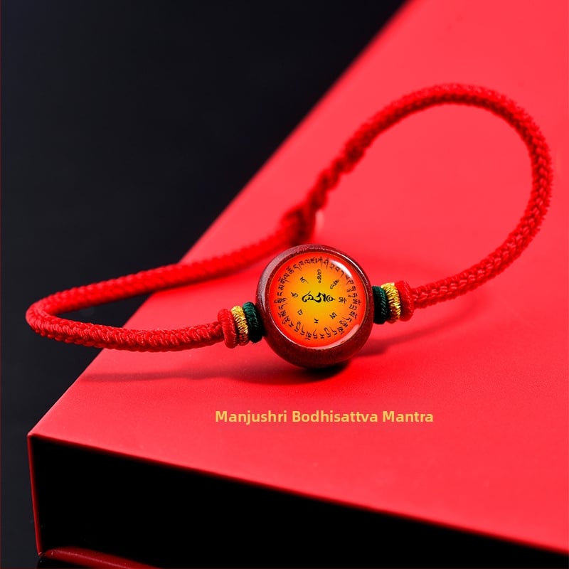 Гривна с Тханга и цинамар, мантра Зелената Тара; ръчно плетена, унисекс, ретро стил литература и изкуство