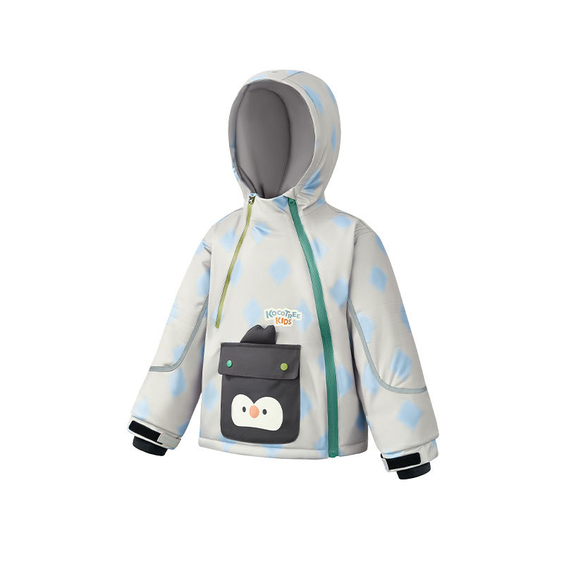 KK Tree Vaikų slidinėjimo komplektas – šiltas unisex džaketė ir kelnių komplektas, gyvūnų karikatūrų raštas, vandeniui atsparus 5000mm, poliesterio audinys, gobtuvas, Žiema 2025