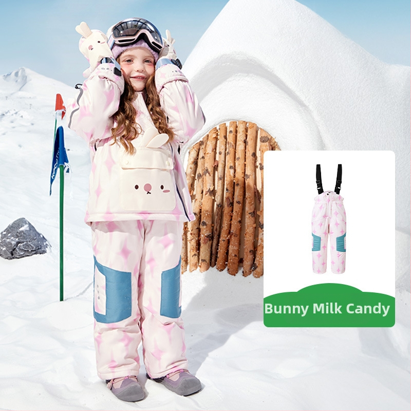 KK Tree Vaikų slidinėjimo komplektas – šiltas unisex džaketė ir kelnių komplektas, gyvūnų karikatūrų raštas, vandeniui atsparus 5000mm, poliesterio audinys, gobtuvas, Žiema 2025