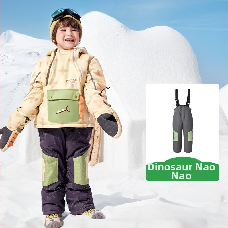 KK Tree Vaikų slidinėjimo komplektas – šiltas unisex džaketė ir kelnių komplektas, gyvūnų karikatūrų raštas, vandeniui atsparus 5000mm, poliesterio audinys, gobtuvas, Žiema 2025