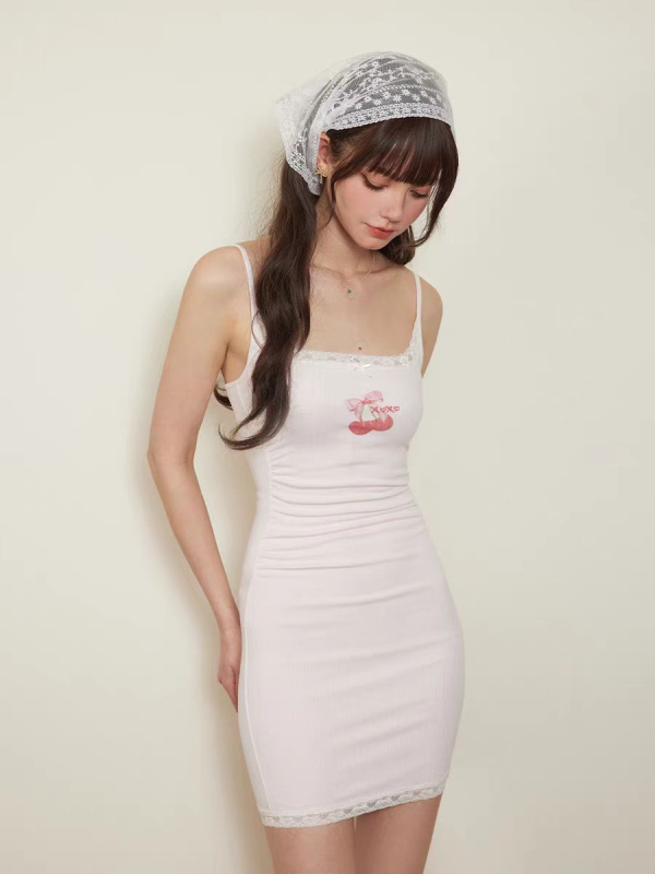 Lányoknak szóló pizsama pántos, Cartoon mintával, vékony anyag, U-alakú gallér — Nyár 2025