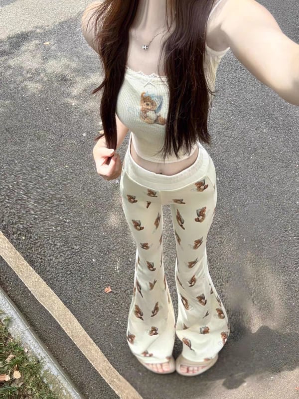 Lányoknak szóló pizsama pántos, Cartoon mintával, vékony anyag, U-alakú gallér — Nyár 2025