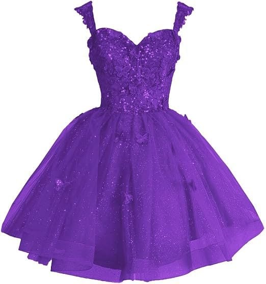 Вечерна рокля с открити рамене и тюл с блясък, презрамки, 3D мотив пеперуда и пайети, без ръкави, талия средна, полиестер