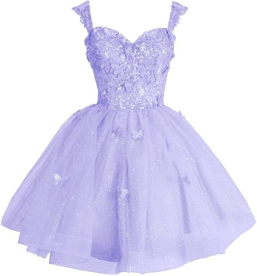 Вечерна рокля с открити рамене и тюл с блясък, презрамки, 3D мотив пеперуда и пайети, без ръкави, талия средна, полиестер