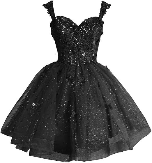 Вечерна рокля с открити рамене и тюл с блясък, презрамки, 3D мотив пеперуда и пайети, без ръкави, талия средна, полиестер