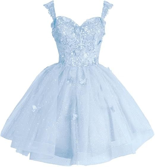 Вечерна рокля с открити рамене и тюл с блясък, презрамки, 3D мотив пеперуда и пайети, без ръкави, талия средна, полиестер