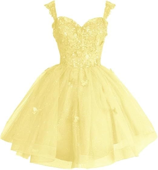 Вечерна рокля с открити рамене и тюл с блясък, презрамки, 3D мотив пеперуда и пайети, без ръкави, талия средна, полиестер