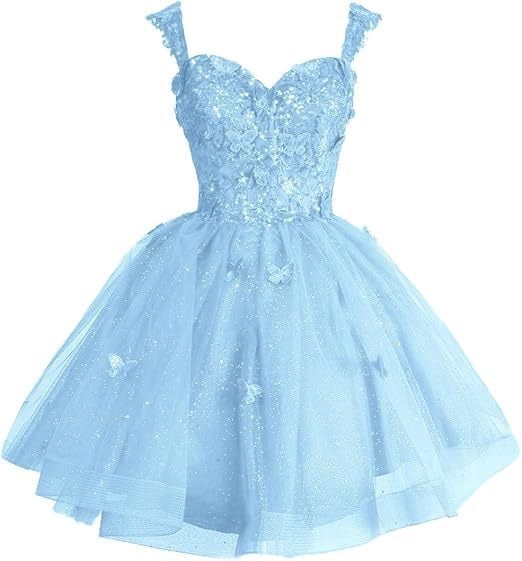 Вечерна рокля с открити рамене и тюл с блясък, презрамки, 3D мотив пеперуда и пайети, без ръкави, талия средна, полиестер