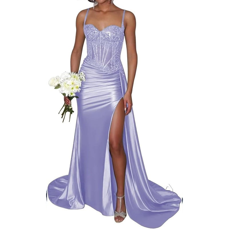 Večernja haljina balon siluete, bez naramenica, duga, s otvorenim leđima, s malim šlepom