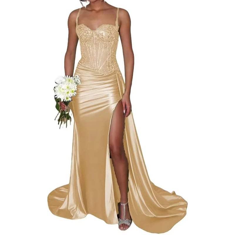 Večernja haljina balon siluete, bez naramenica, duga, s otvorenim leđima, s malim šlepom