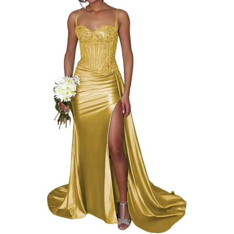 Večernja haljina balon siluete, bez naramenica, duga, s otvorenim leđima, s malim šlepom